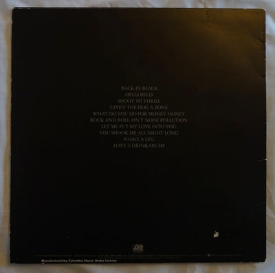 AC-DC Back In Black (1980) Vinyl LP 33rpm SD16018