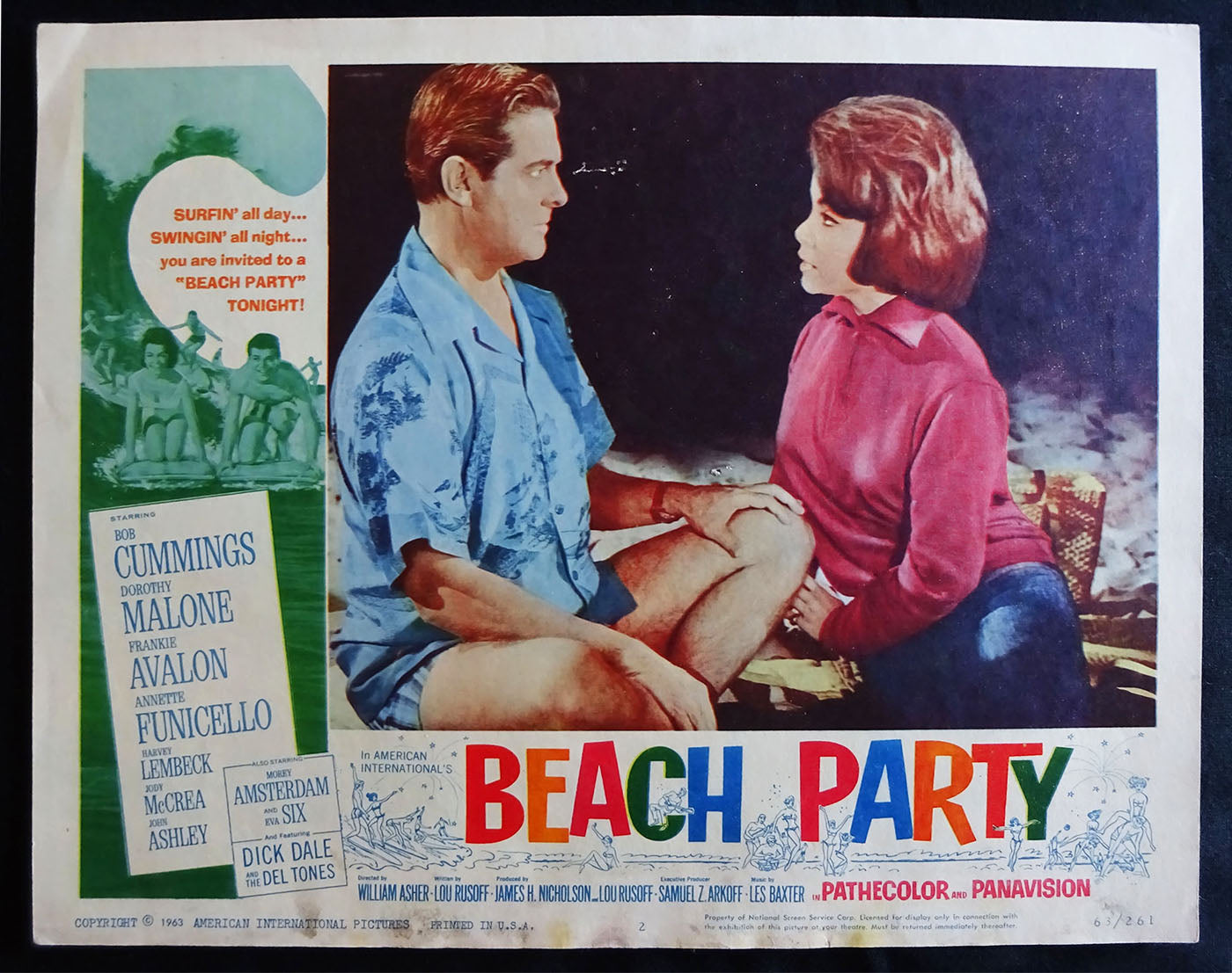 Beach Party (1963) Lobby Card (Fine Condition) Bob Cummings, Dorothy Malone, Frankie Avalon, Annette Funicello