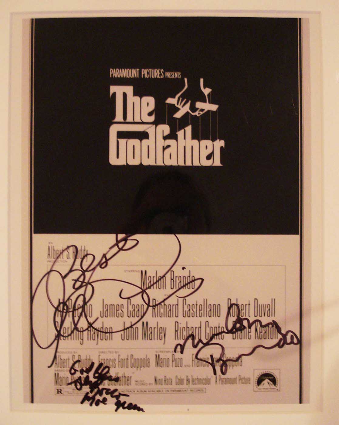 Marlon Brando, Al Pacino, and Alex Rocco Autopgraphed Program from The Godfather (1972)