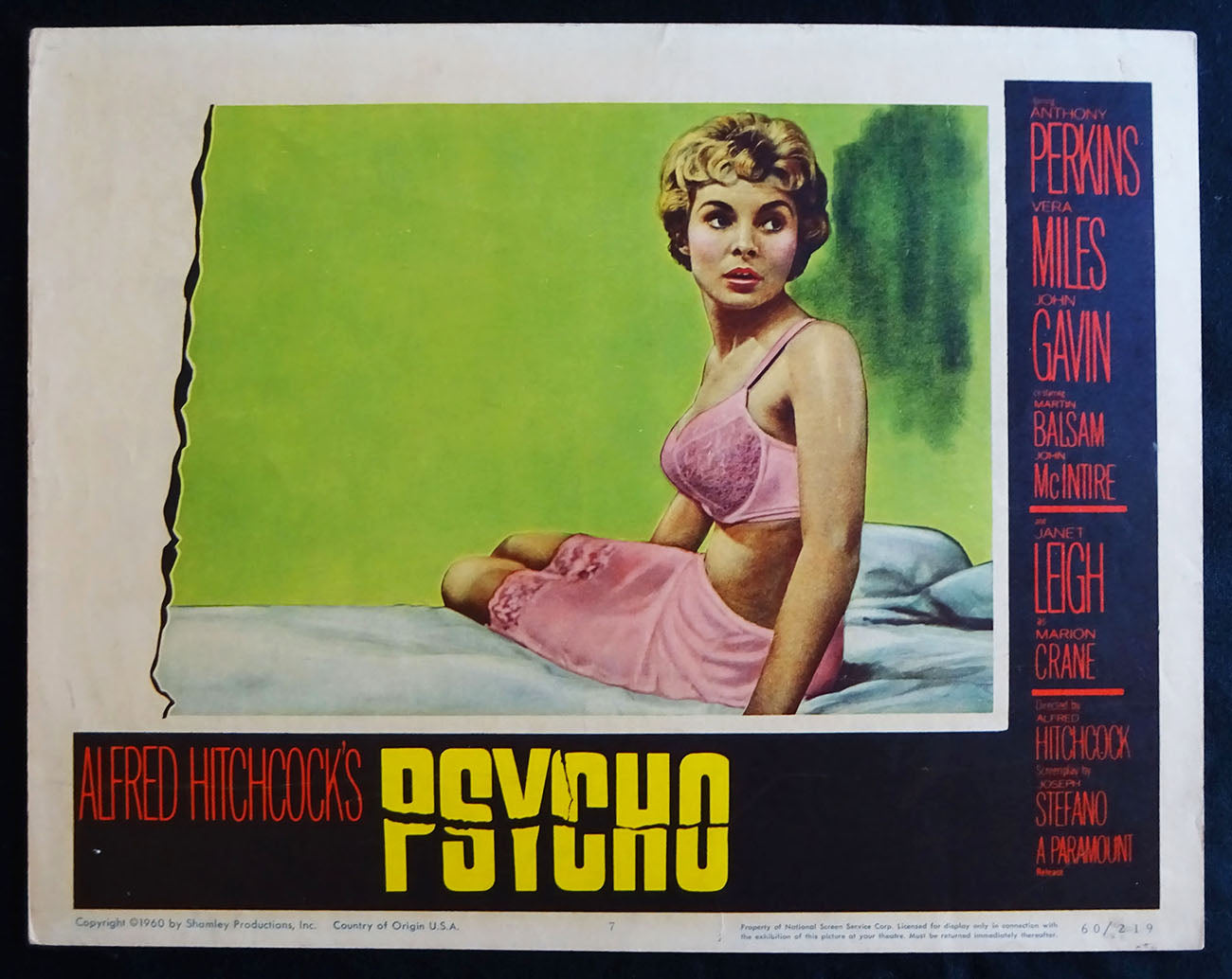 Psycho (1960) Lobby Card Alfred Hitchcock, Anthony Perkins, Janet Leigh, Vera Miles