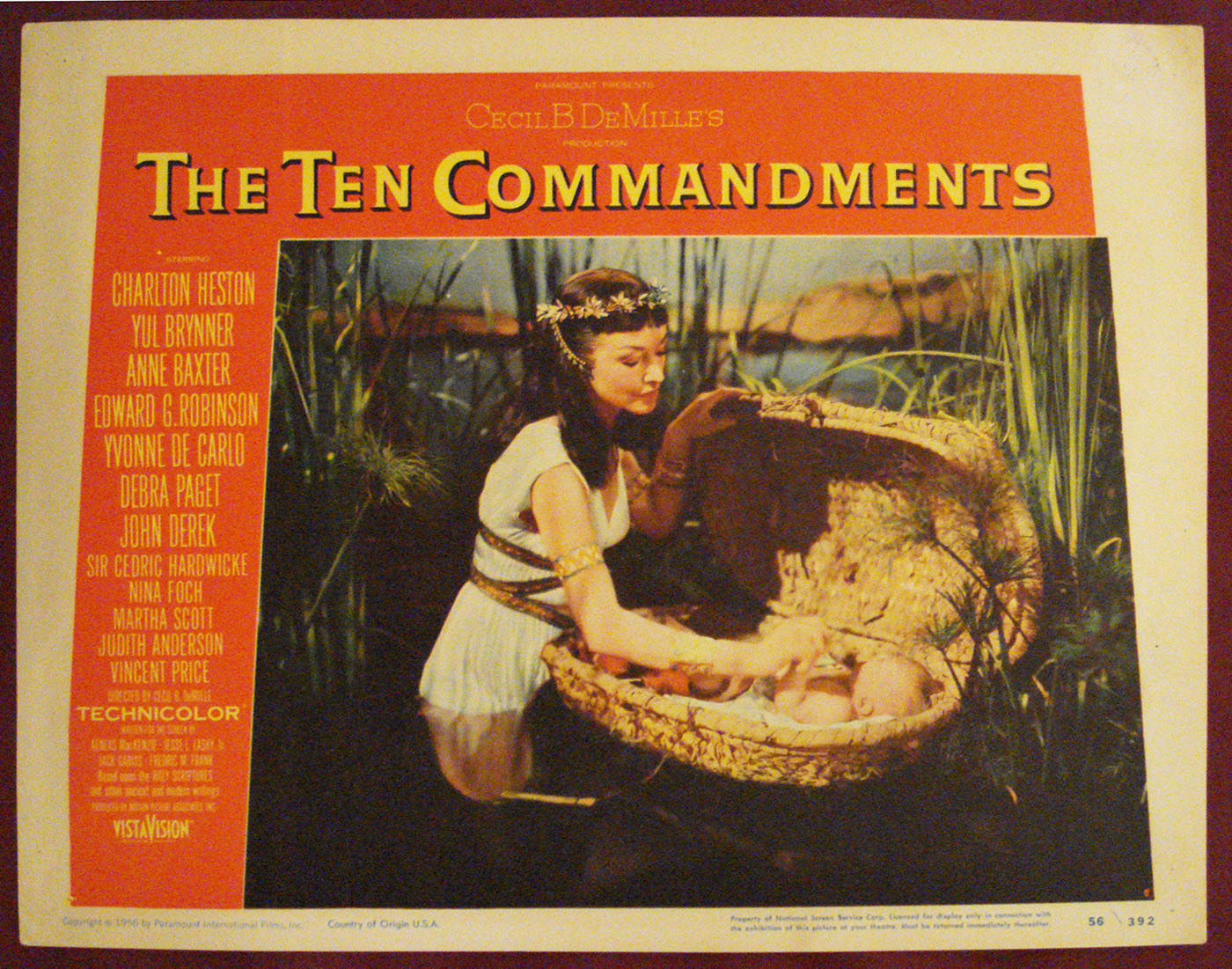 The Ten Commandments (1956) Lobby Card (Fine condition) Cecil B Demille, Charlton Heston, Yul Brynner