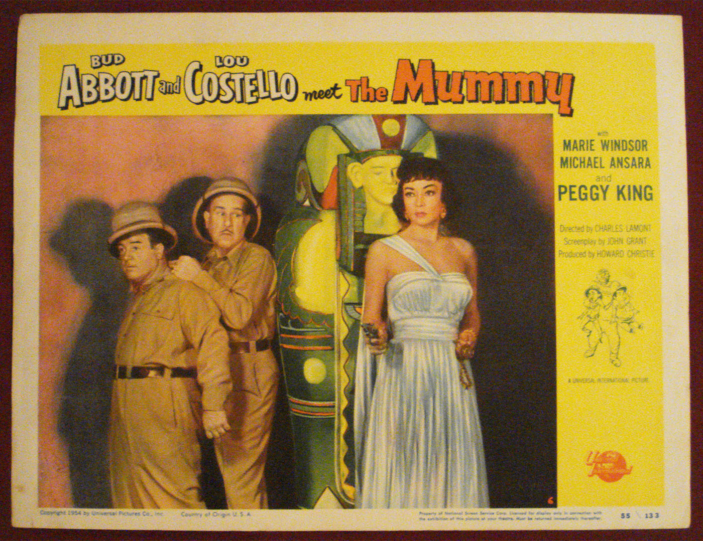 Abbott & Costello Meet The Mummy (1954) Lobby Card (Very Fine condition) Bud Abbot, Lou Costello, Marie Windsor