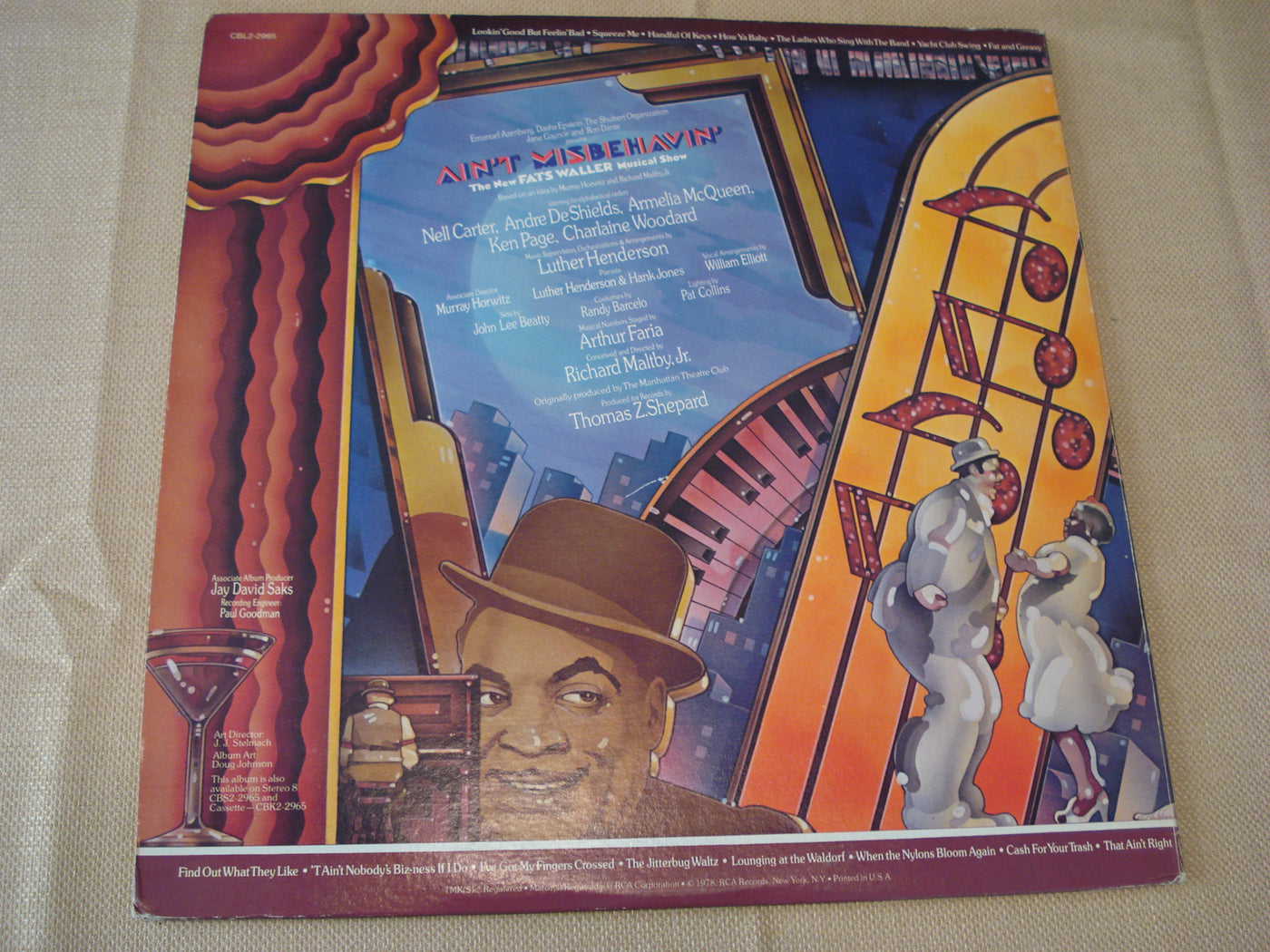 Ain't Misbehavin' Original Broadway Cast Recording (1978) Vinyl LP 33rpm CBL2-2965
