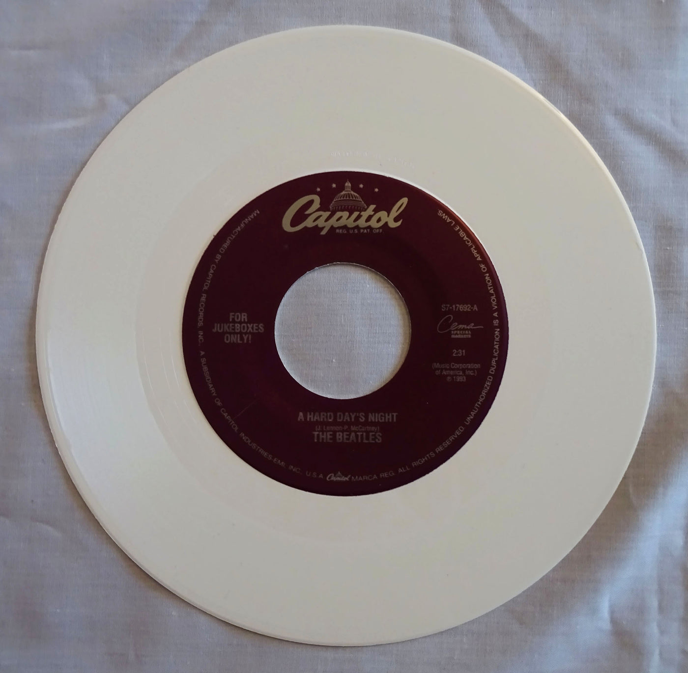 The Beatles A Hard Day's Night-Things We Said Today White Jukebox Vinyl Single 44rpm S7-17692
