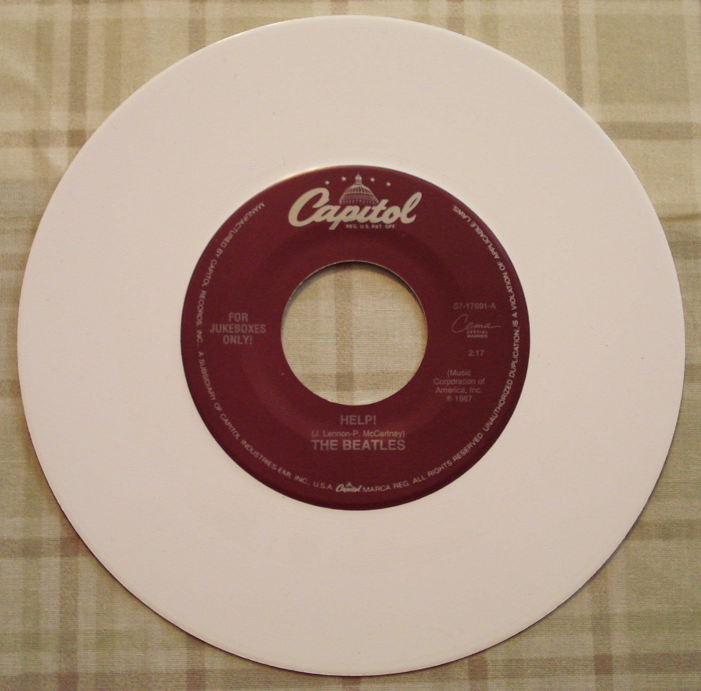The Beatles Help!-I'm Down White Jukebox Vinyl Single 45rpm S7-17691