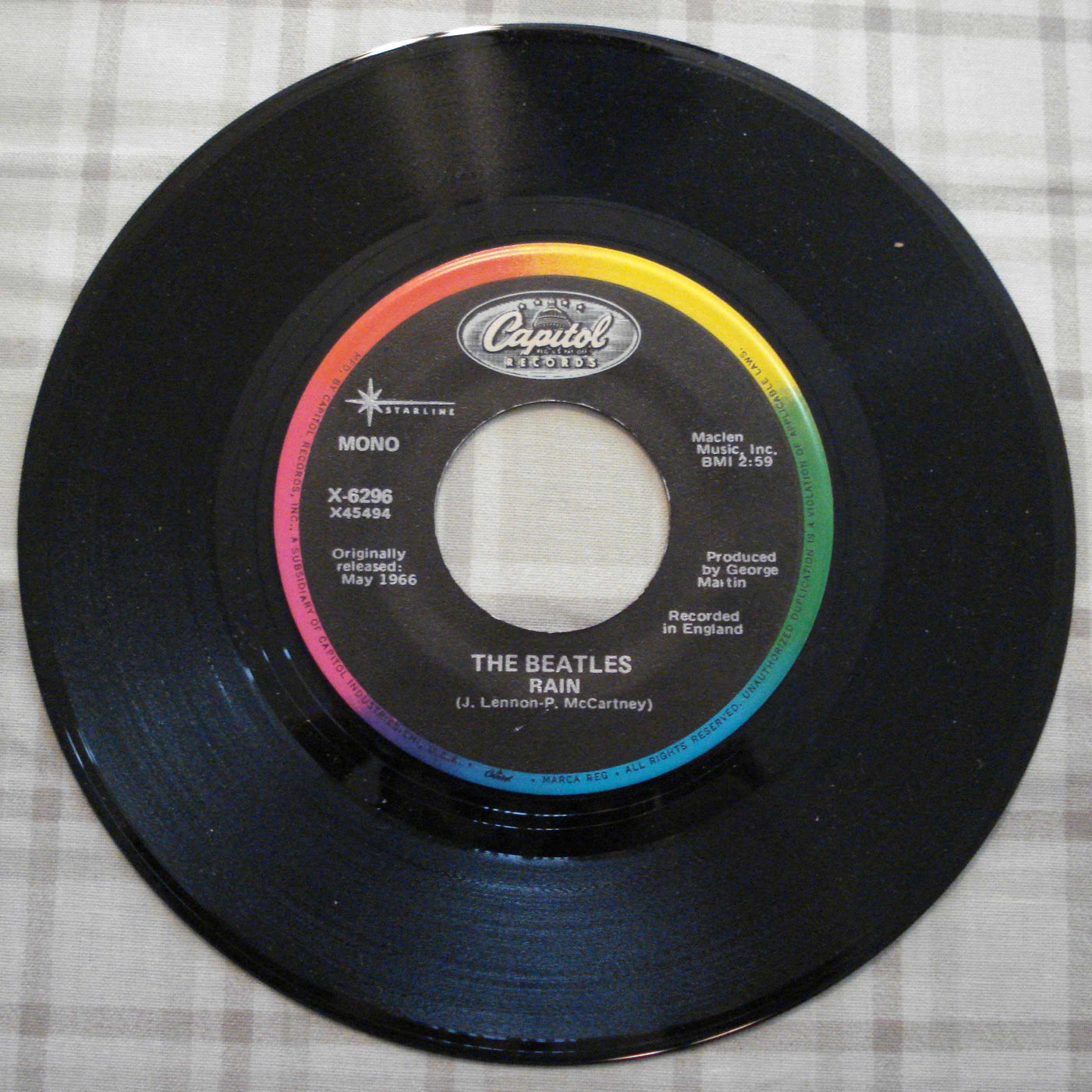 The Beatles - Paperback Writer-Rain Mono (1966) Vinyl Single 45rpm X-6296