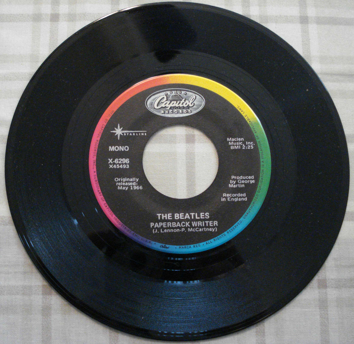The Beatles - Paperback Writer-Rain Mono (1966) Vinyl Single 45rpm X-6296