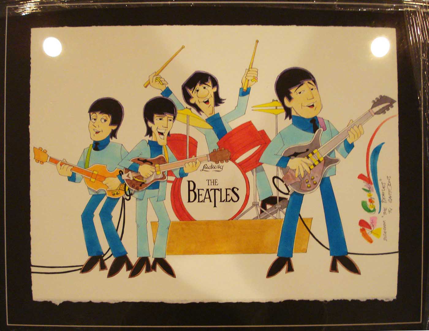 Framed Original Ron Campbell Beatles Watercolor Painting
