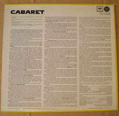 Cabaret - Original Broadway Soundtrack (1966) Vinyl LP 33rpm KOS3040