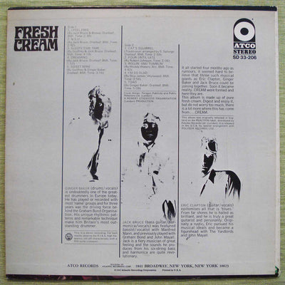 Cream - Fresh Cream (1966) Vinyl LP 33rpm SD33-206