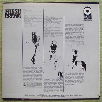Cream - Fresh Cream (1966) Vinyl LP 33rpm SD33-206
