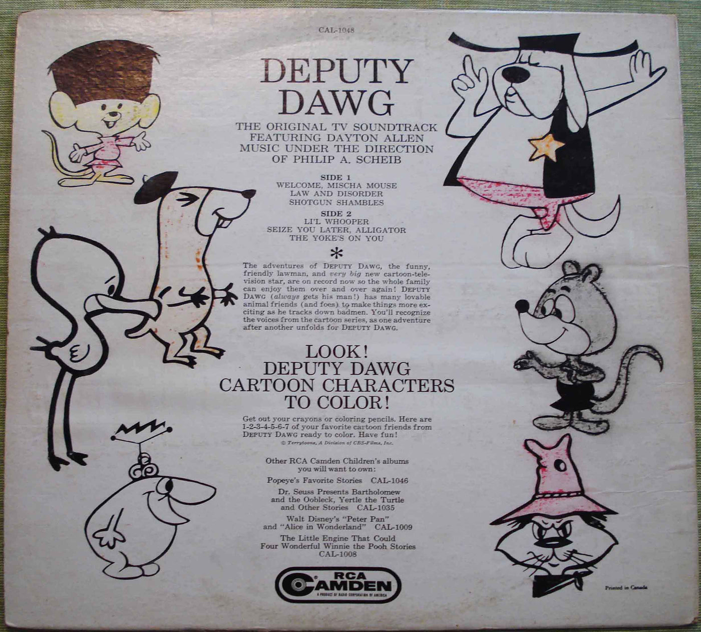 Deputy Dawg TV Soundtrack Vinyl LP 33RPM CAL 1048