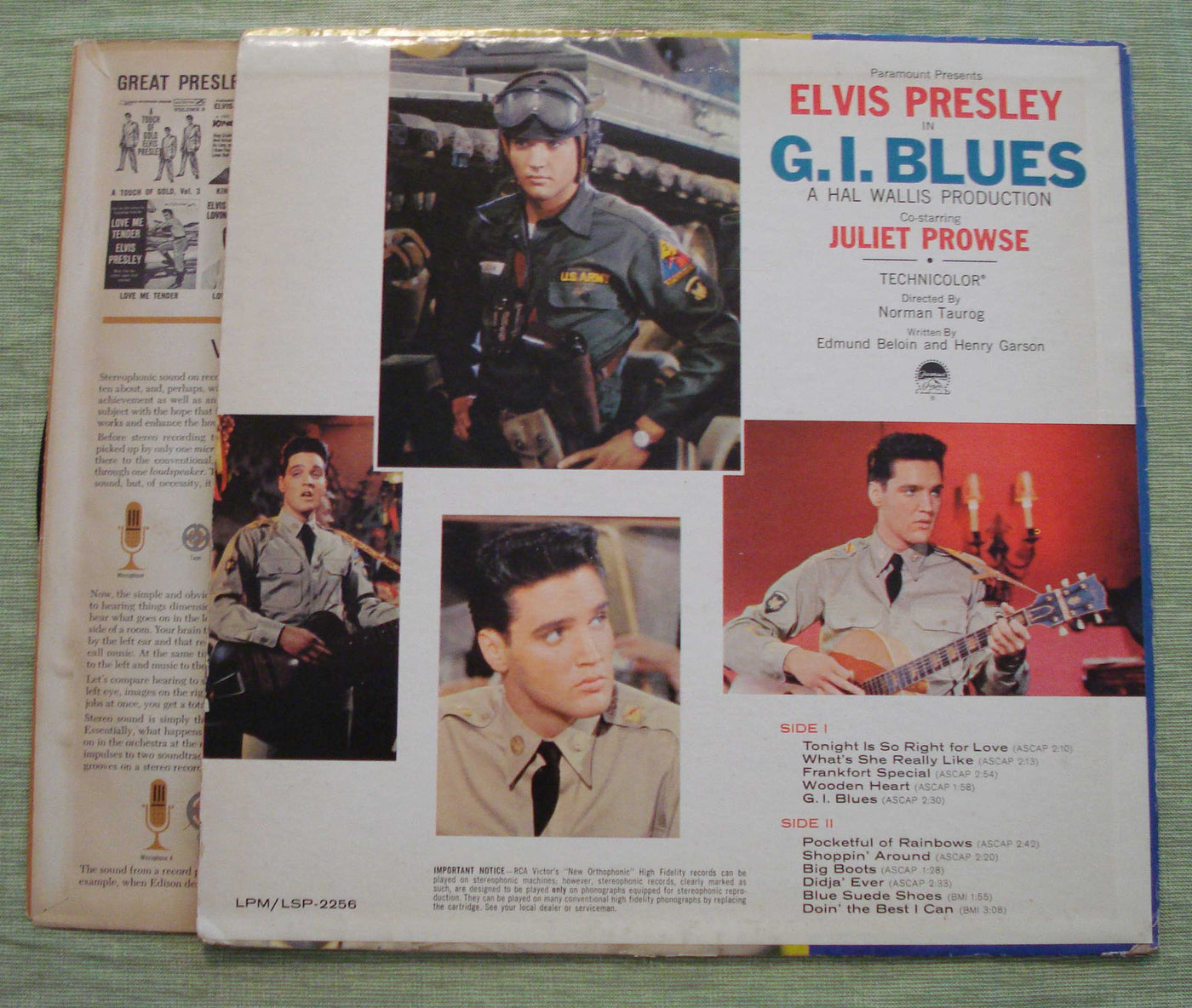 Elvis In GI Blues (1961) Vinyl LP 33rpm LPM-2256