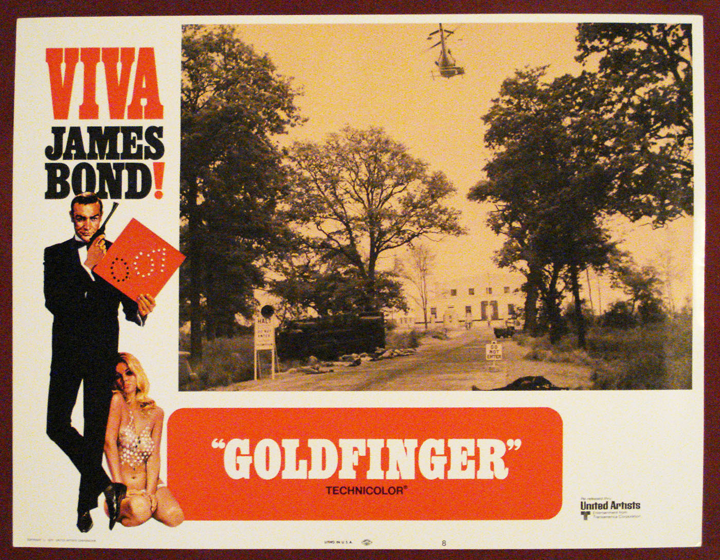 Goldfinger (1964) Lobby Card (Very Fine condition) Sean Connery, Shirley Eaton, Honor Blackman