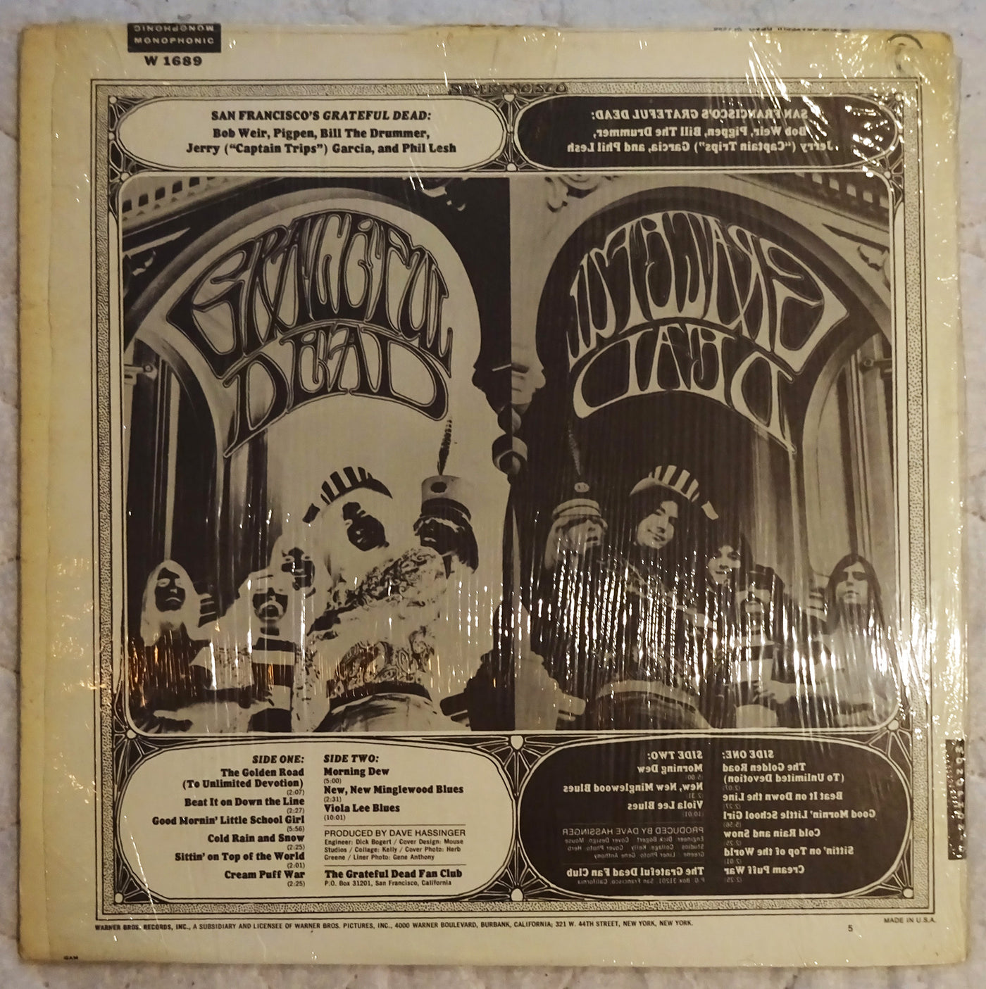 The Grateful Dead Self Titled Album (1967) Vinyl LP 33rpm 1689