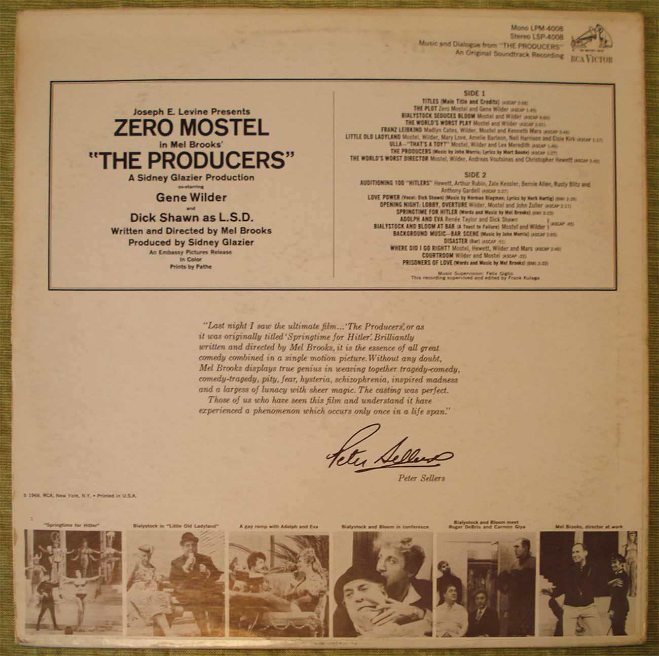 The Producers - The Original Soundtrack Recording (1968) Vinyl LP 33rpm LSP-4008