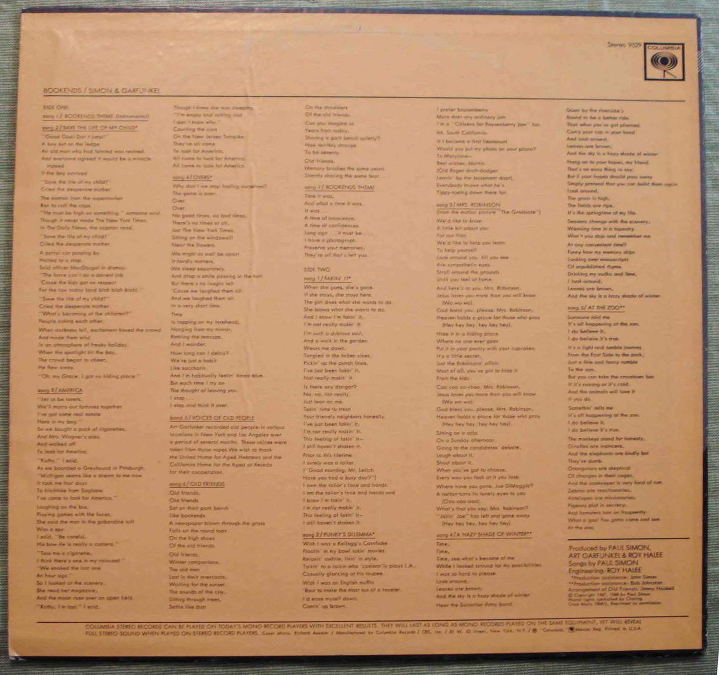 Simon and Garfunkel - Bookends (1968) Vinyl LP 33rpm KCS9529