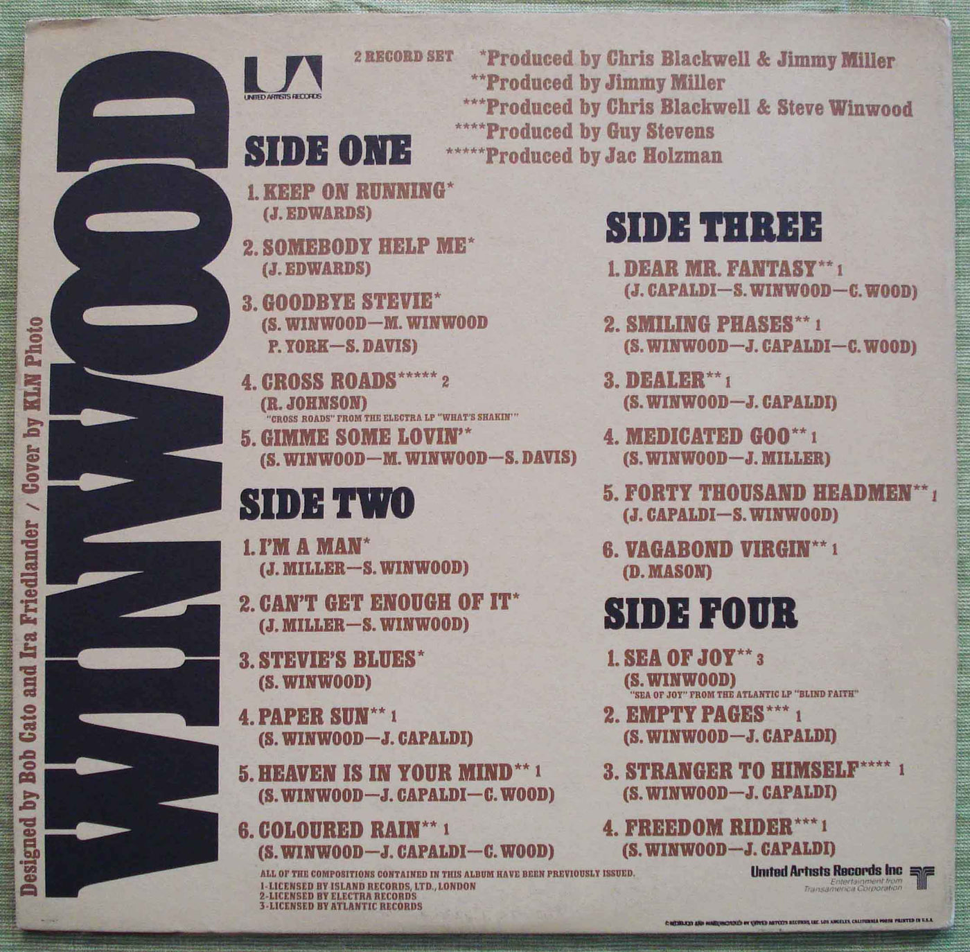 Steve Winwood - Winwood (1971) Vinyl LP 33rpm UAS-9950