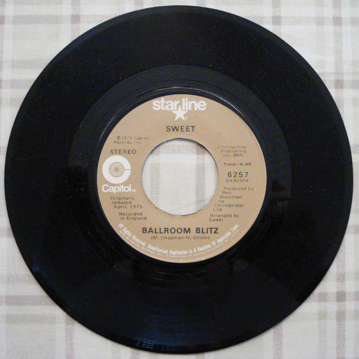 Sweet - Ballroom Blitz-Fox On The Run (1973) Vinyl Single 45rpm 6257