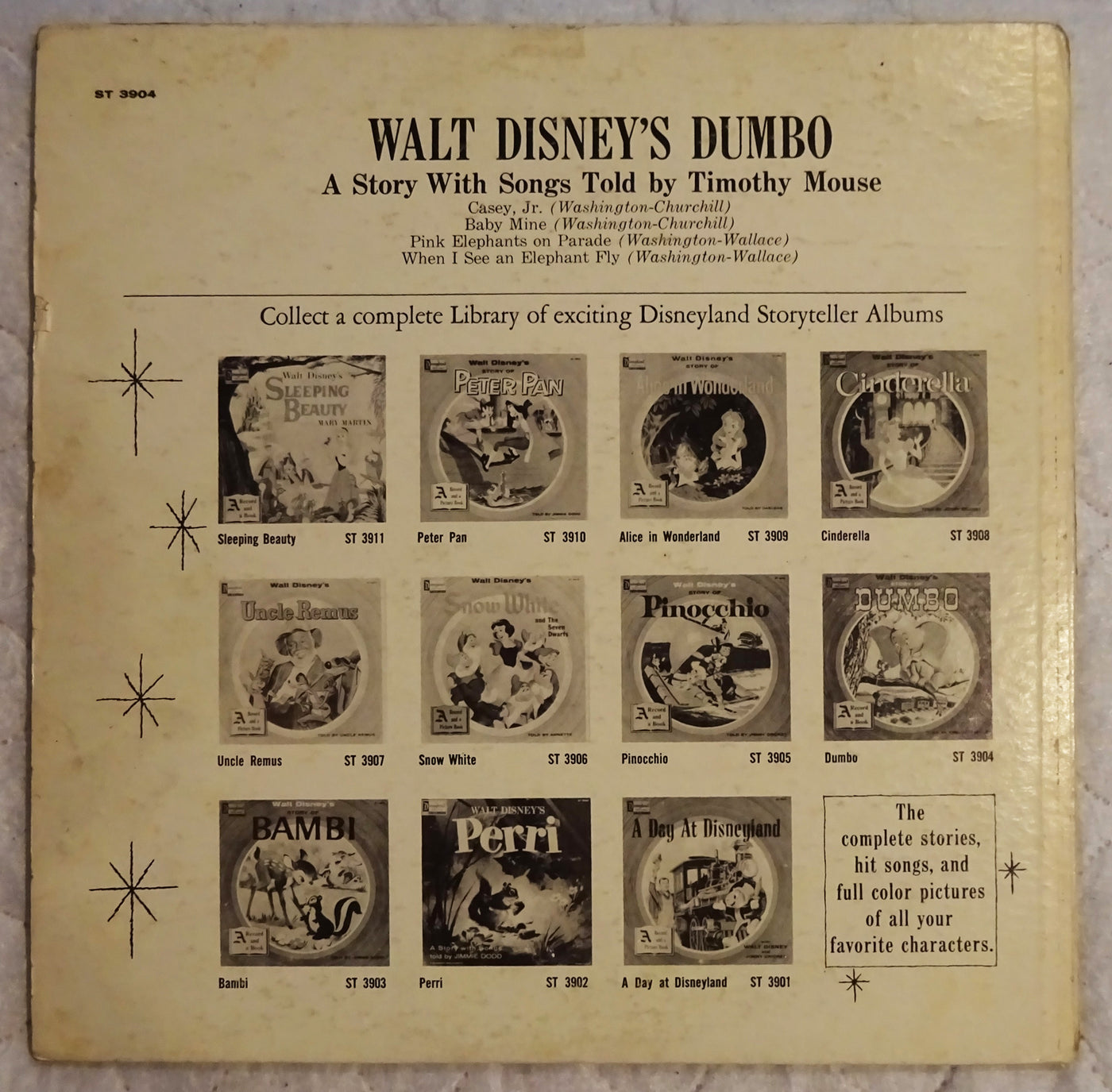 Walt Disney's Dumbo Vinyl LP 33rpm ST 3904