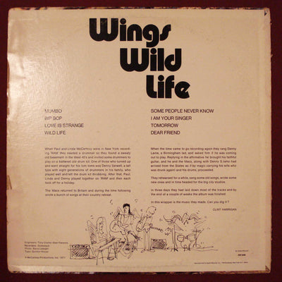Wings - Wild Life (1971) Vinyl LP 33rpm SW3886